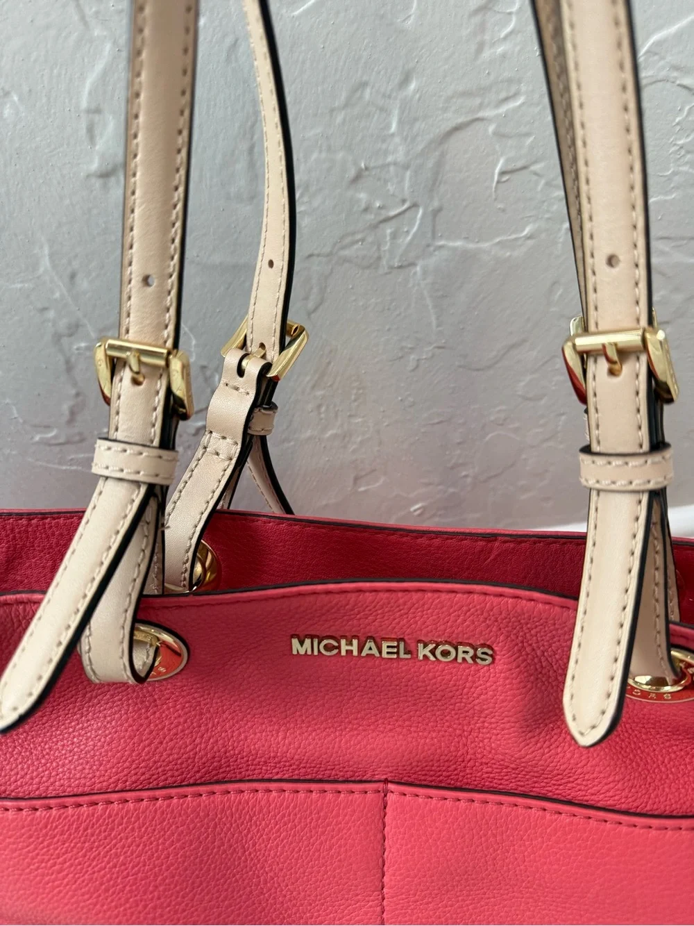 Michael Kors Bedford Coral Pink Pebbled Leather Tote 30H4GBFT6L